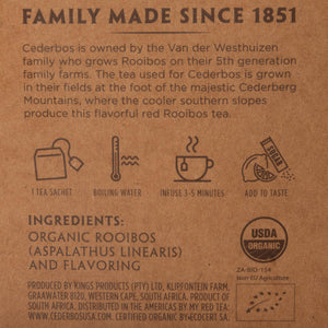 Organic Rooibos, Maple Walnut, Cederbos 40 Tagged Teabags (2x20) - 100g (3.52oz)